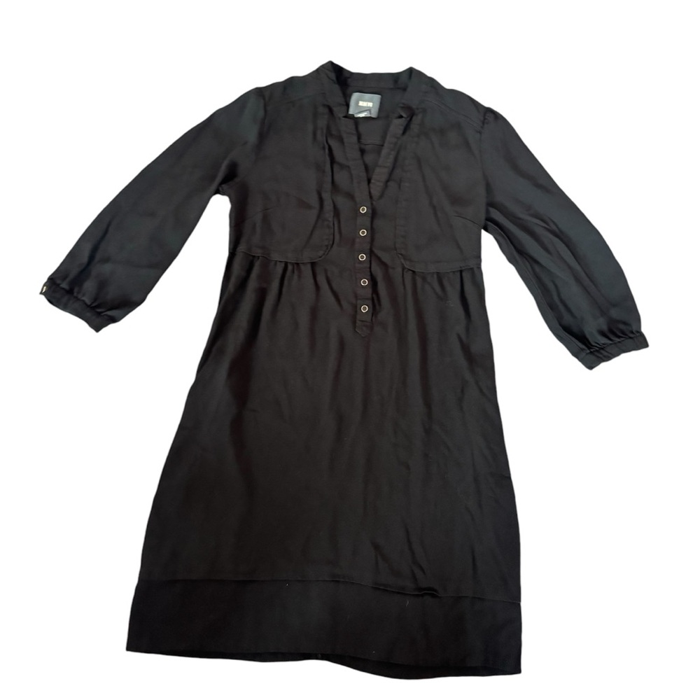 Anthropologie Maeve Taryn Shirt Women’s Dress Size 4 Black Crepe 3/4 Sleeves